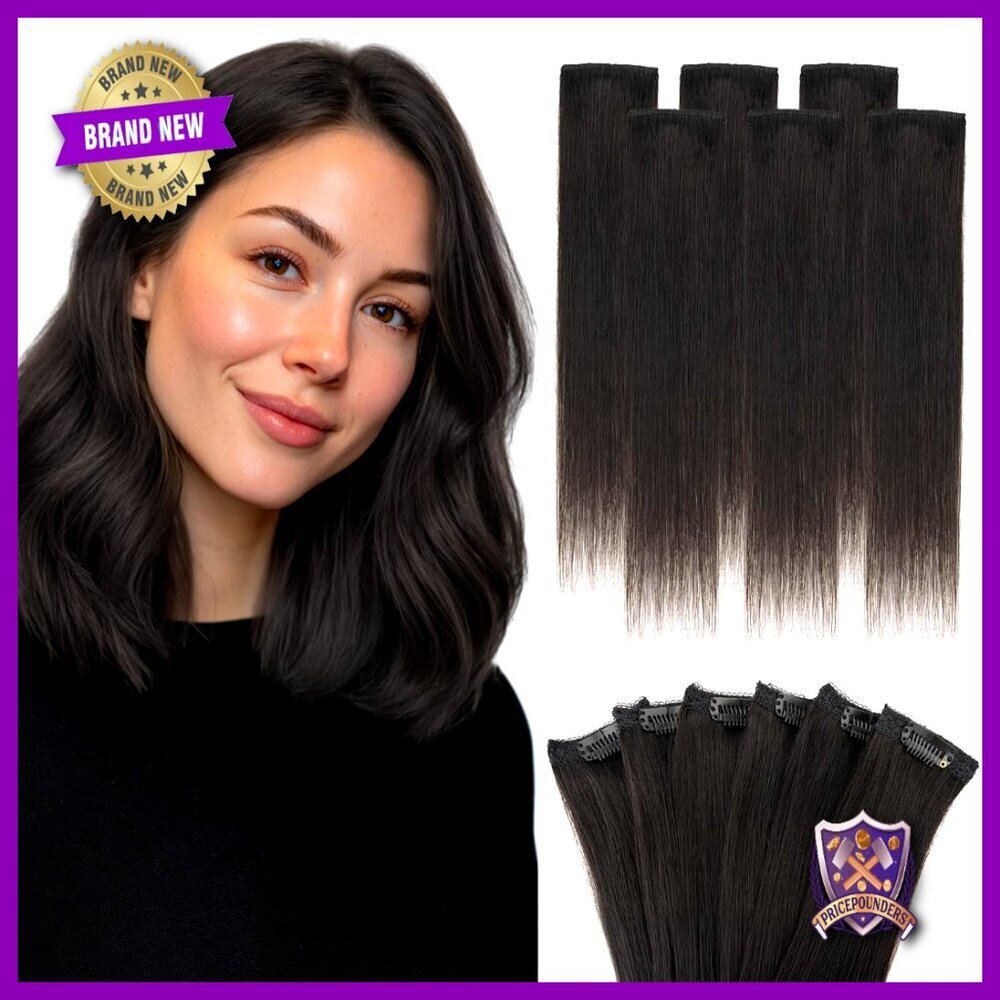 Real Human Hair Clip-In Extensions 6 Piece Set Volumizing Hairpieces